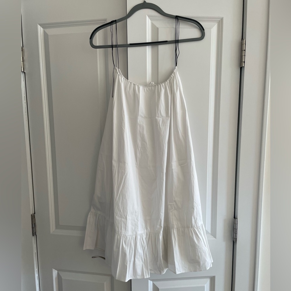 Mango White Sleeveless Ruffle Dress